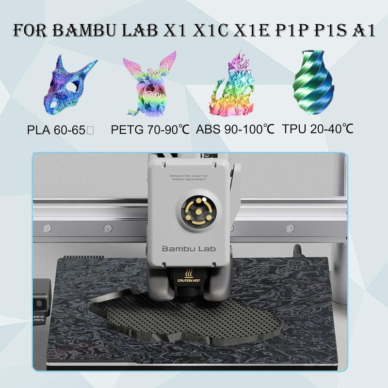 Sifrothy Store Hexagon+Cloud Pattern 3D Printer Build Plate for Bambu Lab X1 X1C X1E P1P P1S A1,257x257mm Spring Steel Plate,Double Sided Flexible Sheet Removable Platform (Hexagon+Cloud Pattern) - Image 5